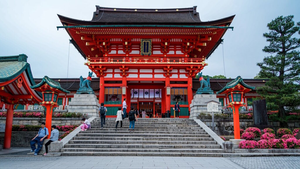 Fushimi Inari Taisha shrine entrance in Kyoto, Japan.