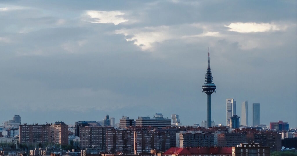 Skyline of Madrid Spain with Torrespaña communications tower.