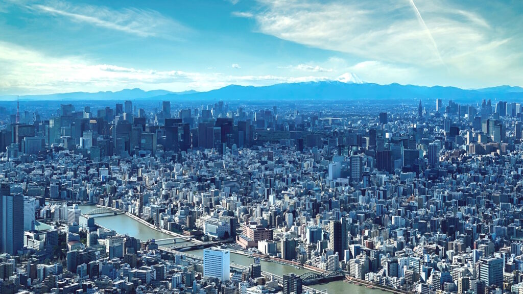 Tokyo Japan skyline cityscape.